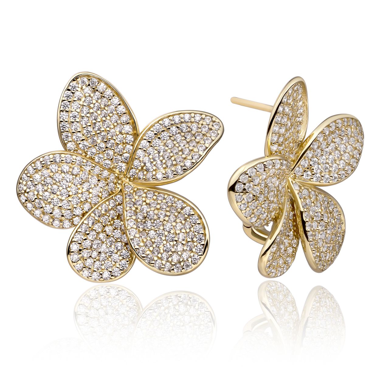 Oorbellen | Flora Push Back Oorbellen Goud - CZ