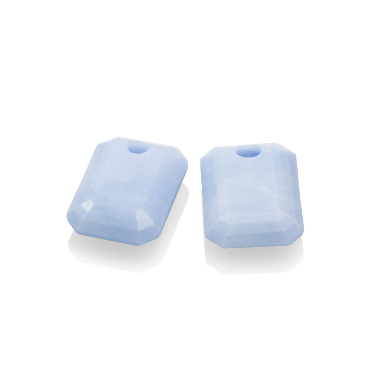 Sparkling Jewels Earstones Emerald Cut Blue lace Agate