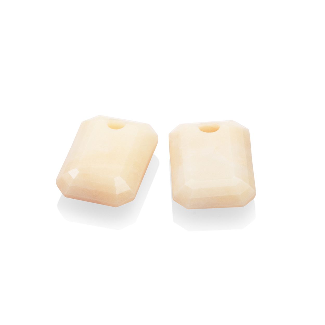 Sparkling Jewels. Earstones. Beige Agate Emerald Cut