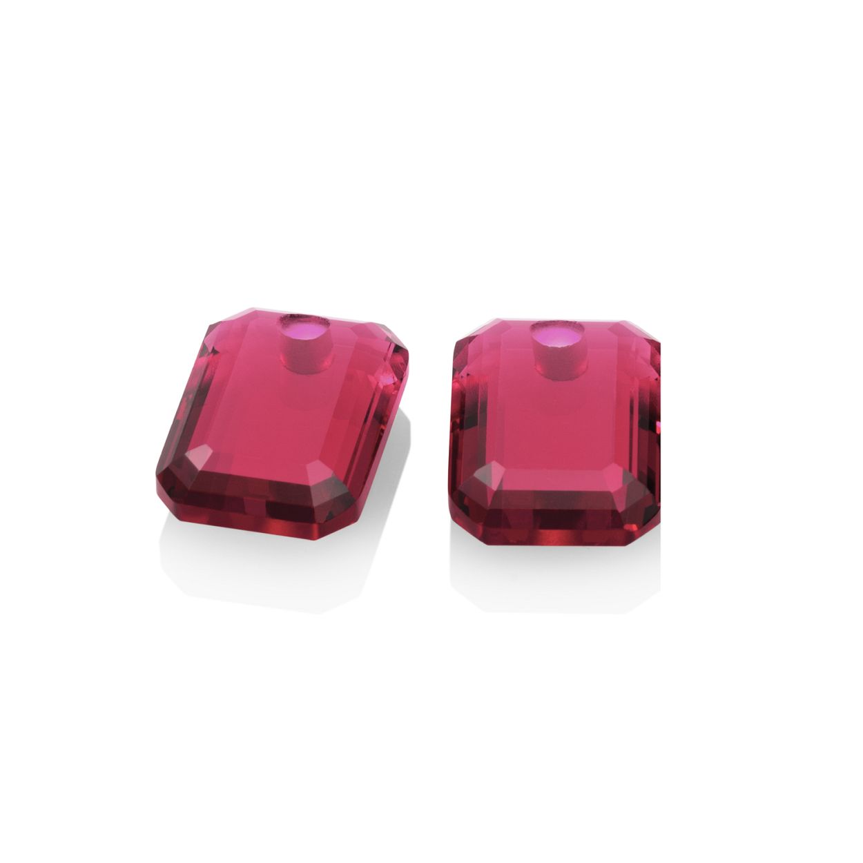 Oorbel Edelstenen - Fuchsia Quartz Emerald Cut