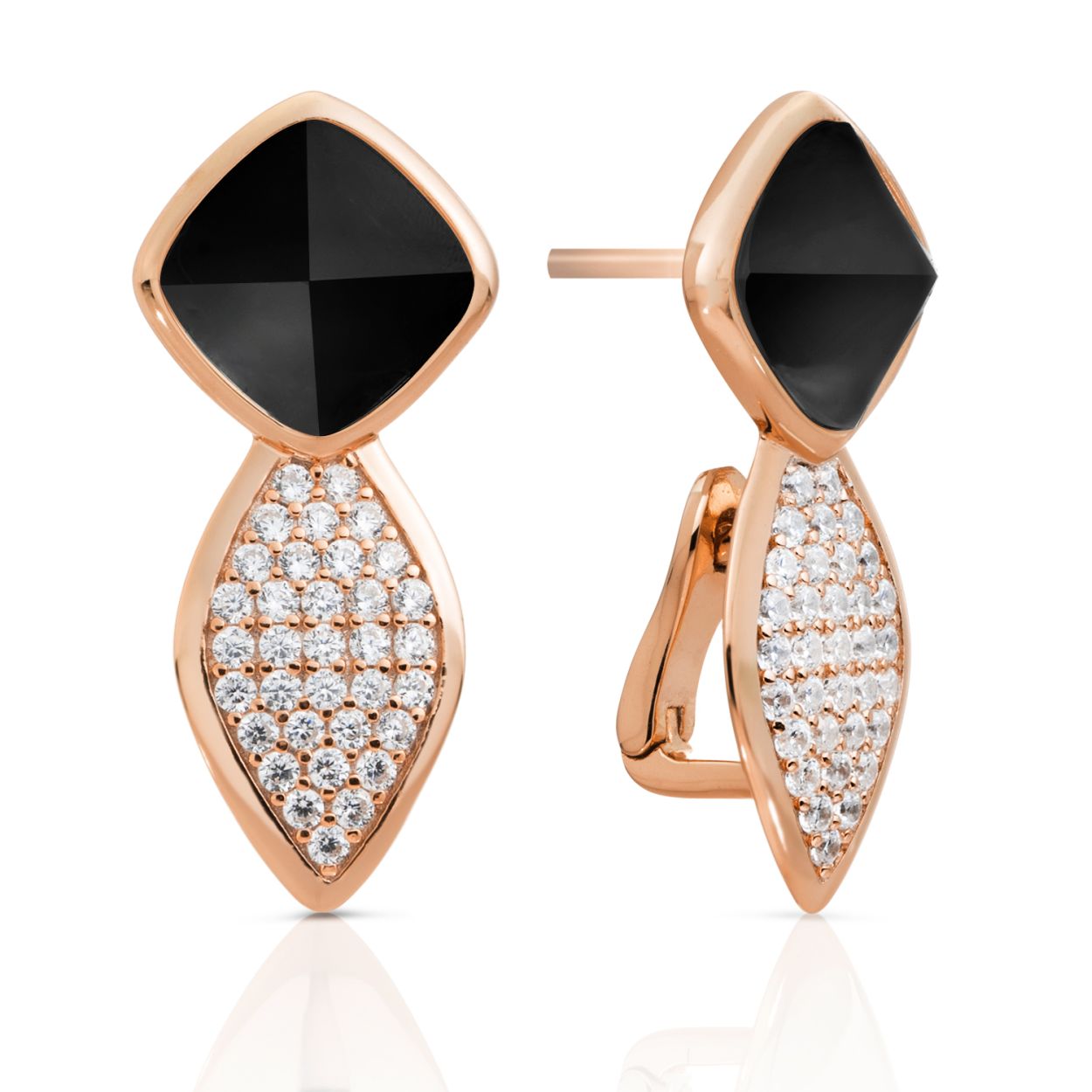 Oorbellen - Kristal Rosegoud - Onyx