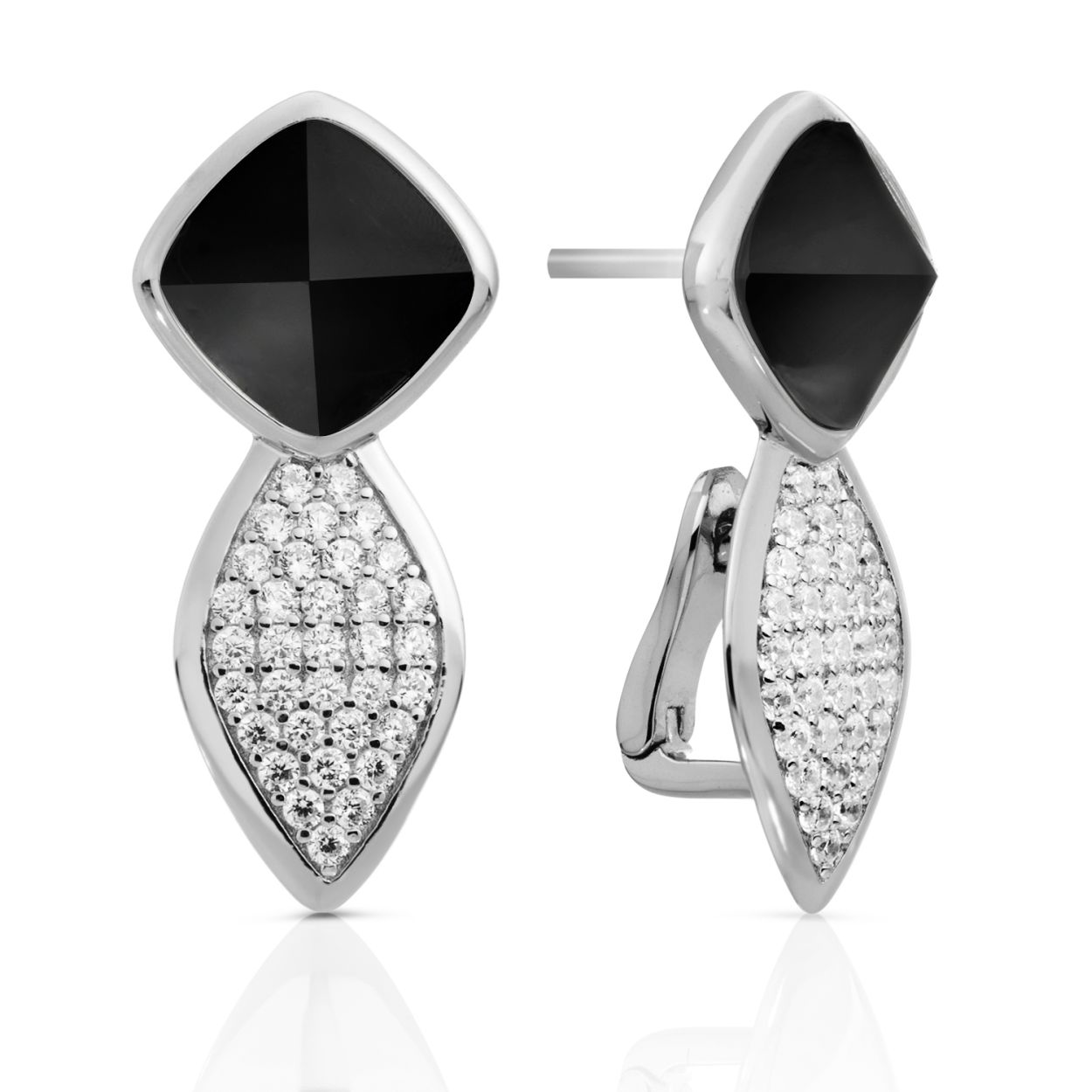 Oorbellen - Kristal Zilver - Onyx