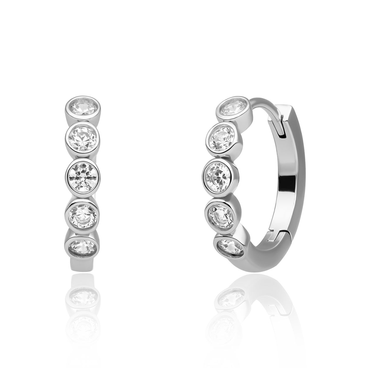 Oorbellen | Tube Huggies Zilver - CZ