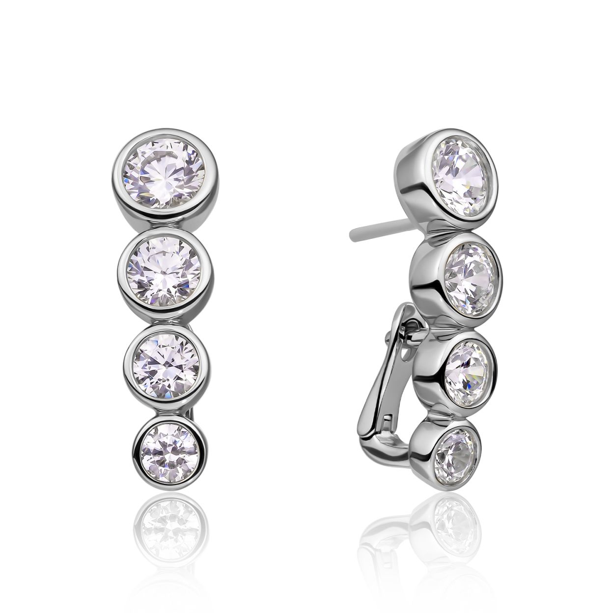 Oorbellen | Tube Push Back Oorbellen Zilver - CZ