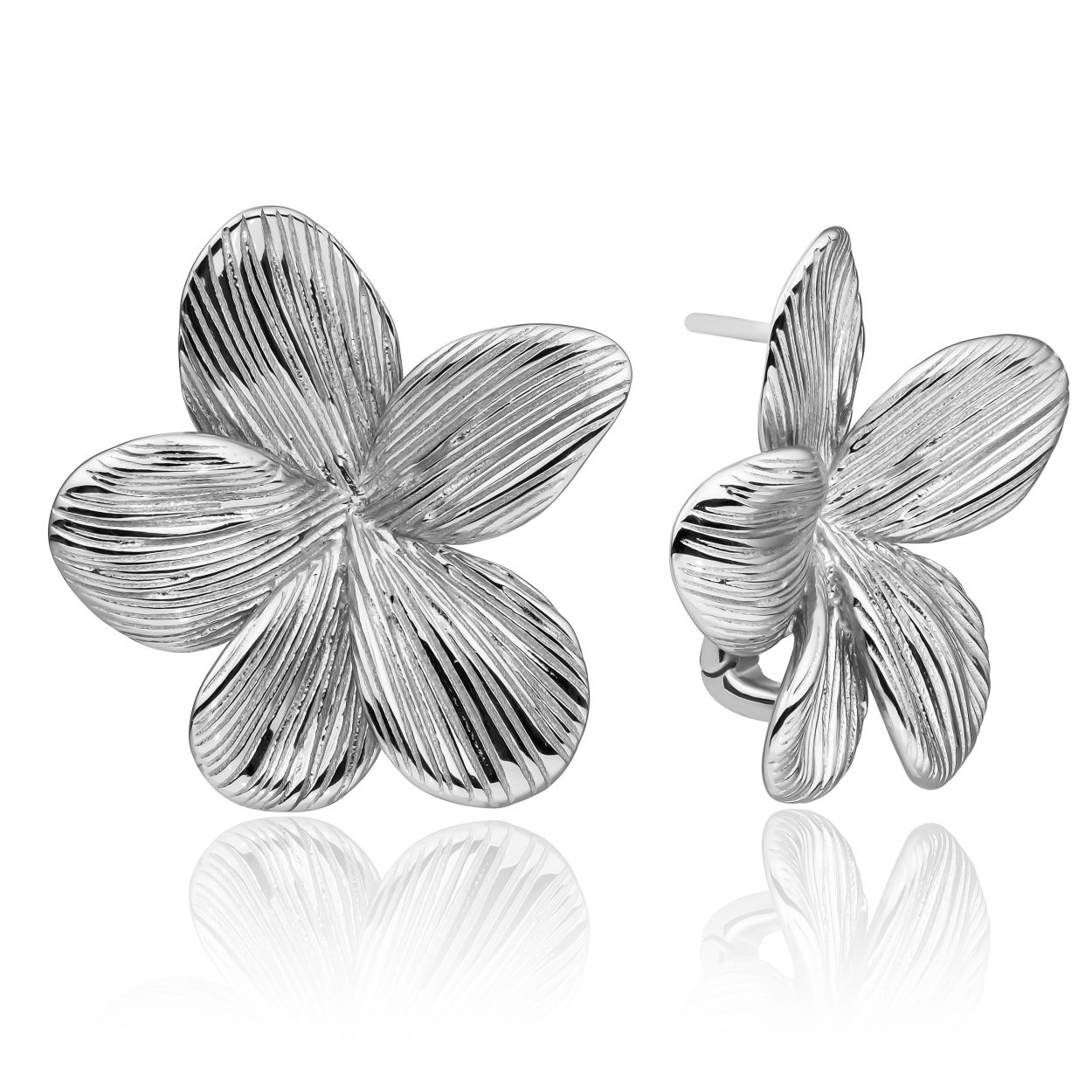 Oorbellen | Flora Push Back Oorbellen Zilver