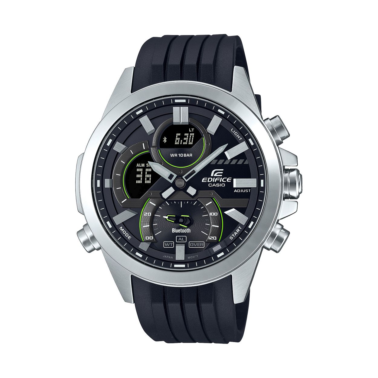 Dit Casio horloge behoort tot de Edifice Bluetooth collectie.
Referentienummer: ECB-30P-1AEF

Dit Casio horloge is eenvoudig via Bluetooth te synchroniseren met uw smartphone en de Casio Watches-app, deze app is o.a. te gebruiken voor nauwkeurige tijdregistratie zonder de knoppen. De timer is ontwikkeld om te voldoen aan de behoeften van raceteams en synchroniseert met de agenda-app van uw smartphone om schema-items naar de telefoon te verzenden en begin- en eindtijden weer te geven op het LCD-scherm van het horloge. Uitgerust met LED-verlichting die oplicht wanneer u de pols kantelt. Het mechanische ontwerp van de wijzerplaat is geïnspireerd op sportauto's en verbetert diepte en afmetingen, om de dynamische uitstraling, kracht en robuustheid van deze hoogwaardige voertuigen op te roepen.