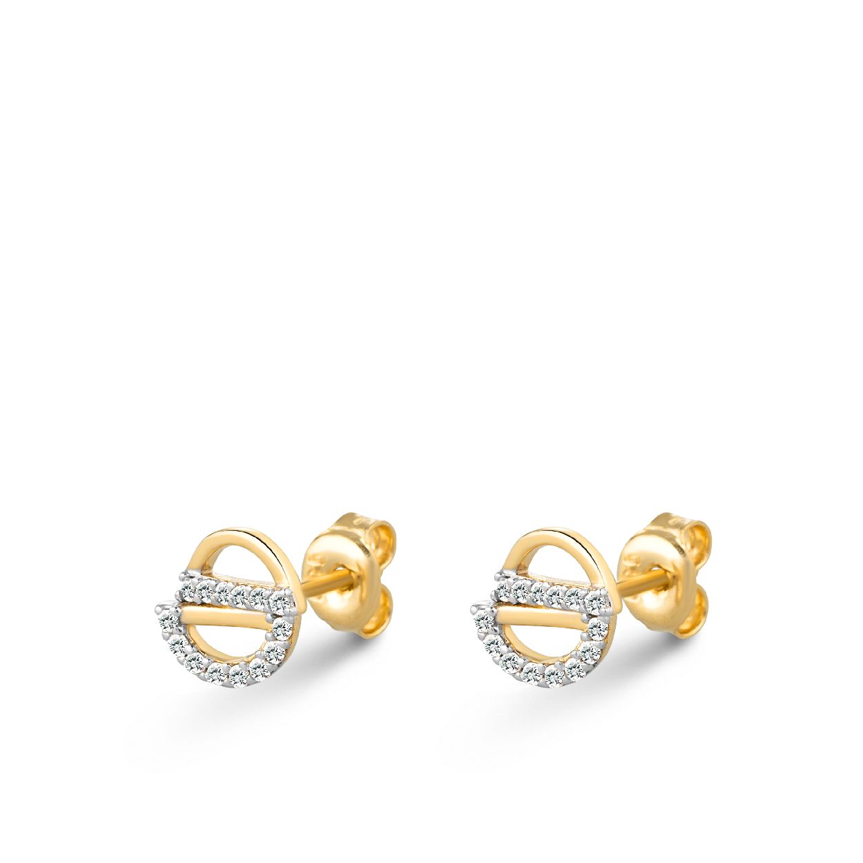 Gouden oorstekers met zirkonia 