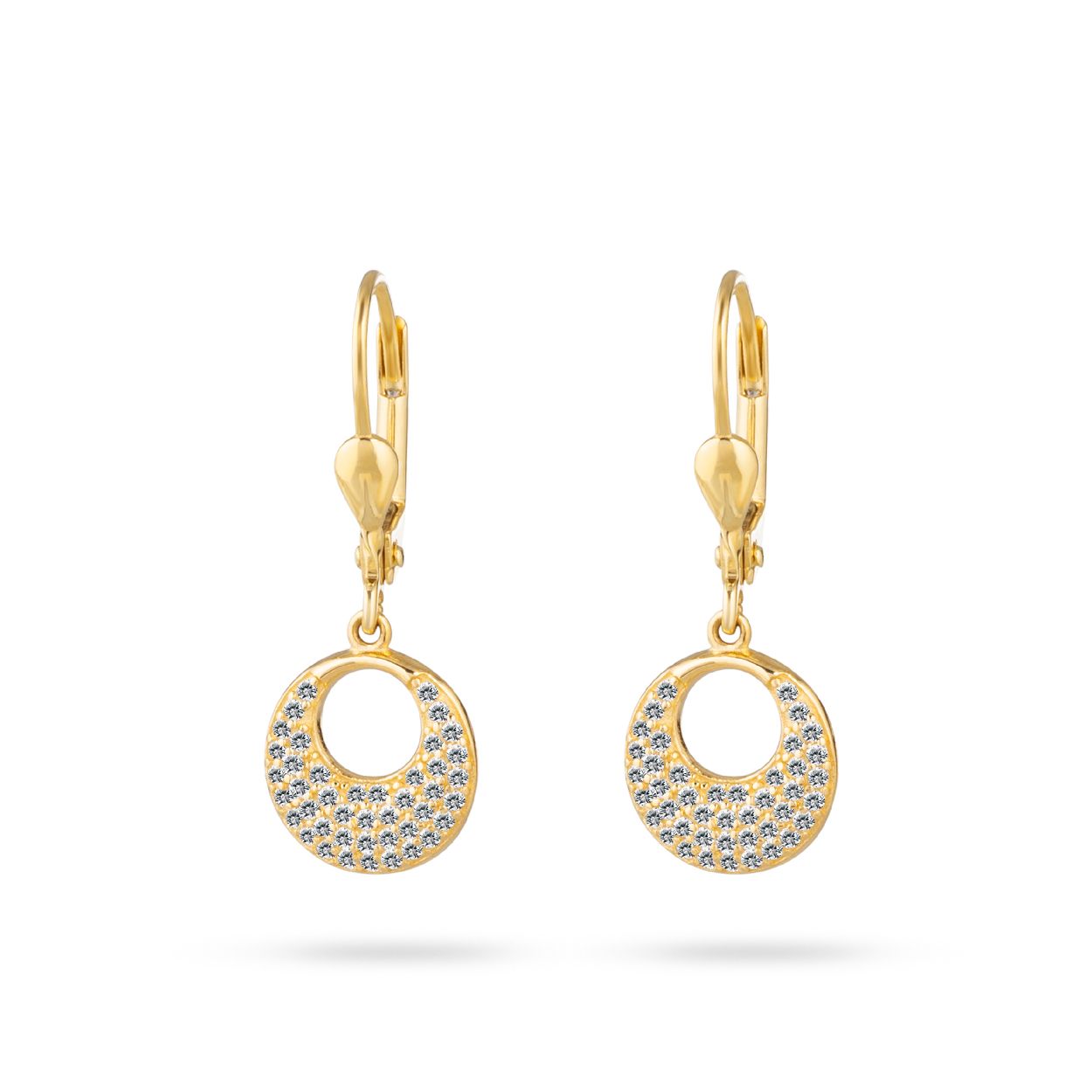 Dit zijn creolen van het merk Swing Jewels. De kleur van het sieraad is geelgoud. Dit sieraad bevat de edelsteen: zirconia. De kleur van deze edelsteen is: wit.