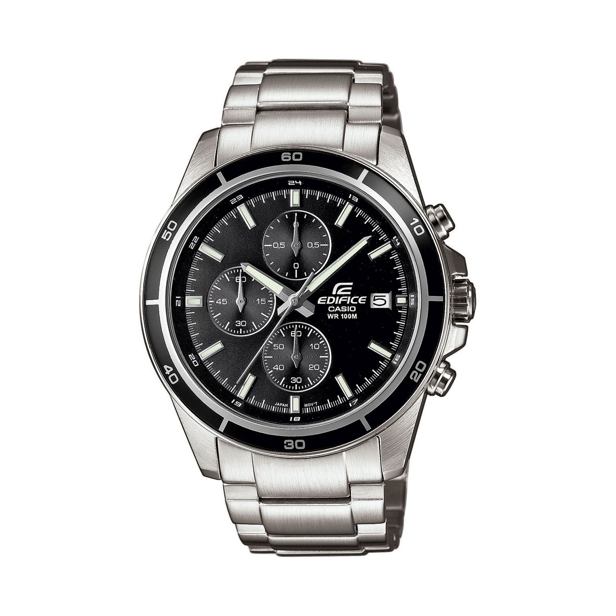 Dit Casio horloge behoort tot de Edifice collectie.
Referentienummer: EFR-526D-1AVUEF

Het horloge heeft een diameter van 45MM. De kast en de band zijn gemaakt van edelstaal. Het horloge heeft een zwarte wijzerplaat en is waterbestendig tot 10 ATM (zwemmen).