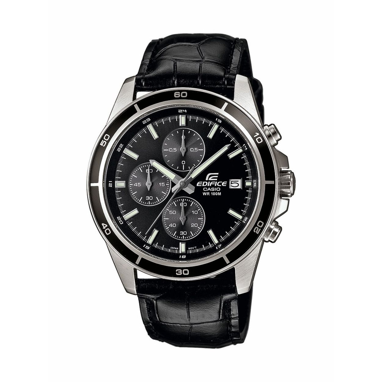 Dit horloge van Casio komt uit de collectie: EDIFICE Classic. Dit horloge heeft de volgende functies: Datumweergave, Stopwatchfunctie - 1/10 sec. - 1 uur