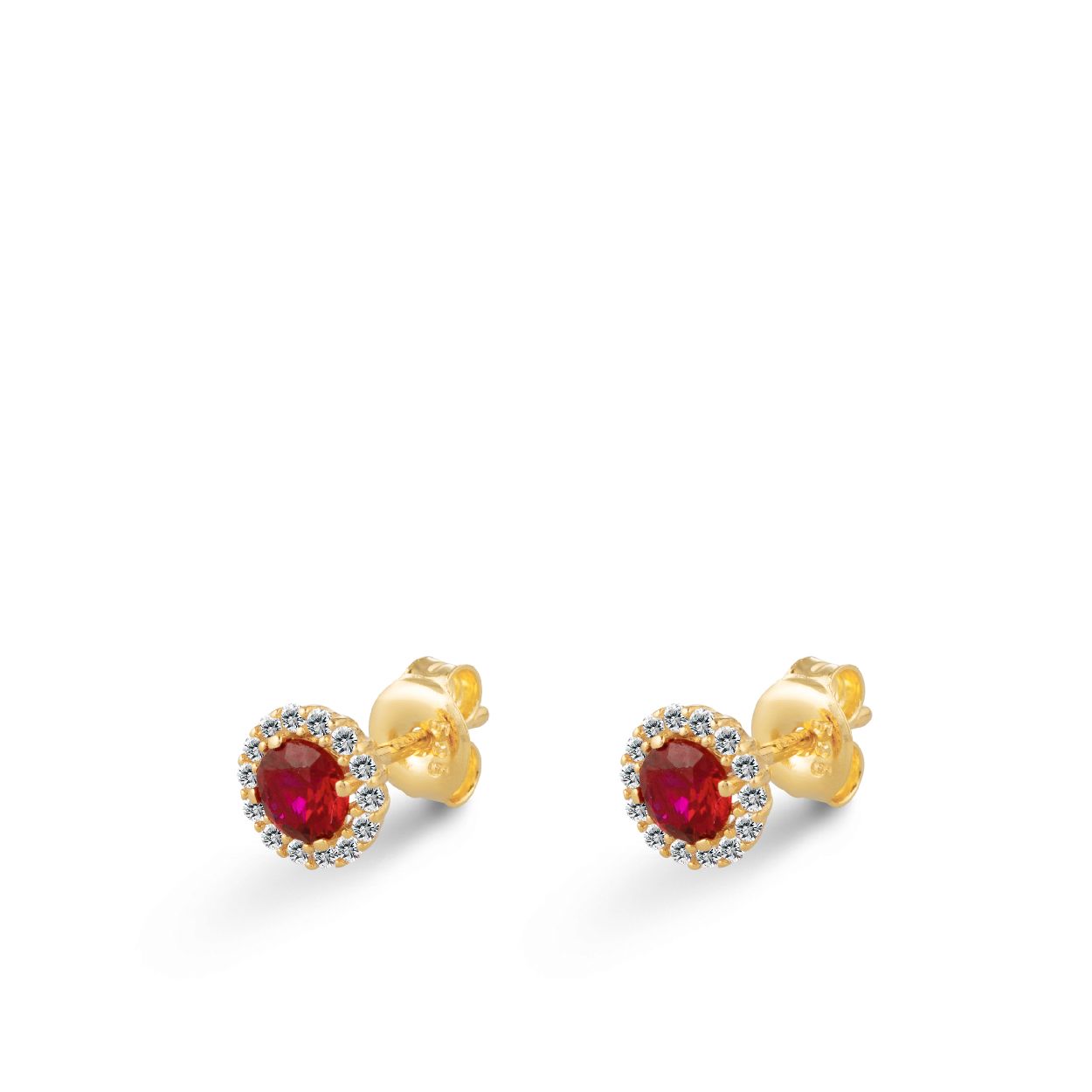  De kleur van het sieraad is geelgoud. Dit sieraad bevat de edelsteen: zirconia. De kleur van deze edelsteen is: rood.