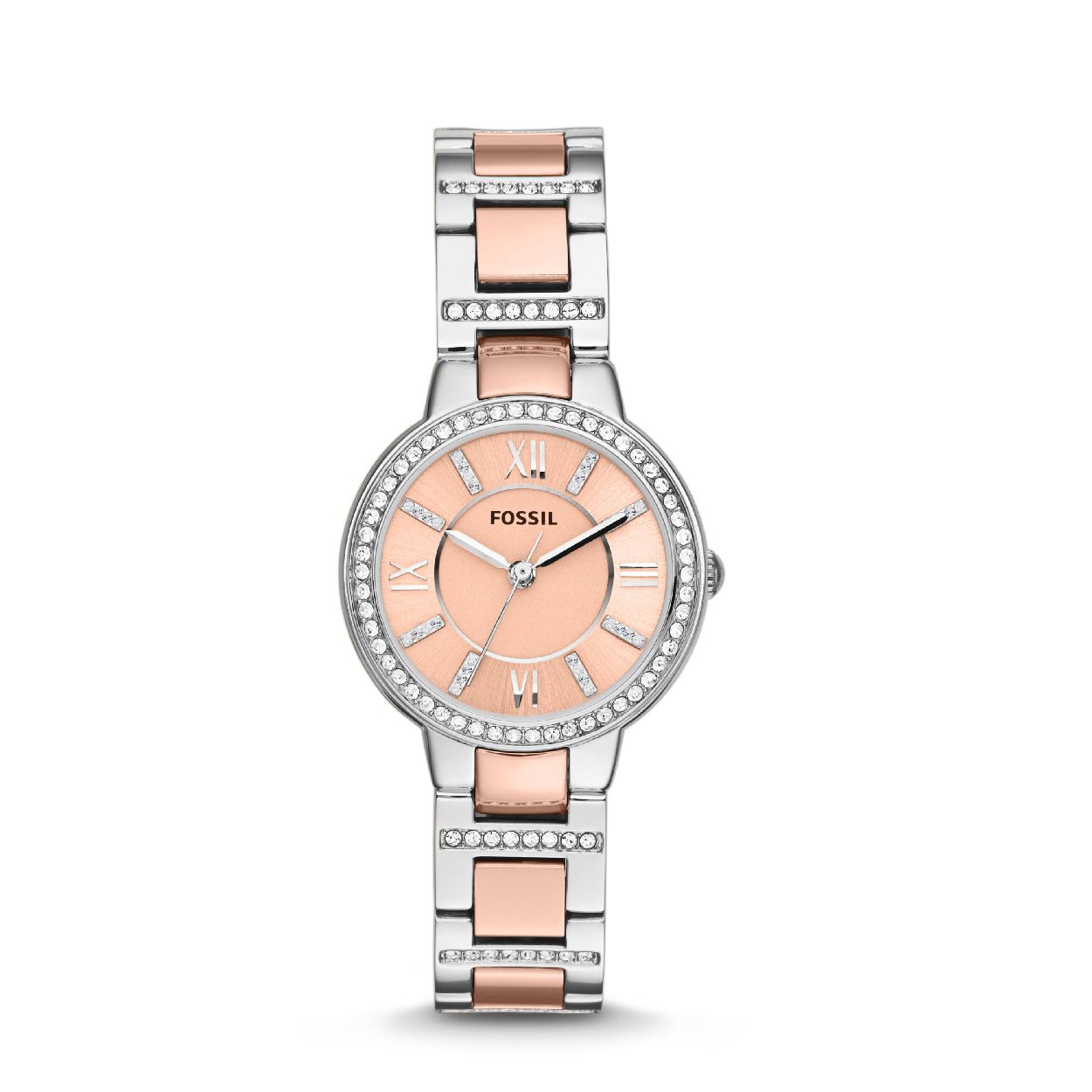 Dit dameshorloge is van het merk Fossil. Het is een  horloge met een band gemaakt van edelstaal. De diameter van de kast is 30 mm.
De verdere specificaties van het horloge zijn als volgt:
Bandbreedte (mm): 14
Kastmateriaal: edelstaal
Techniek: quartz