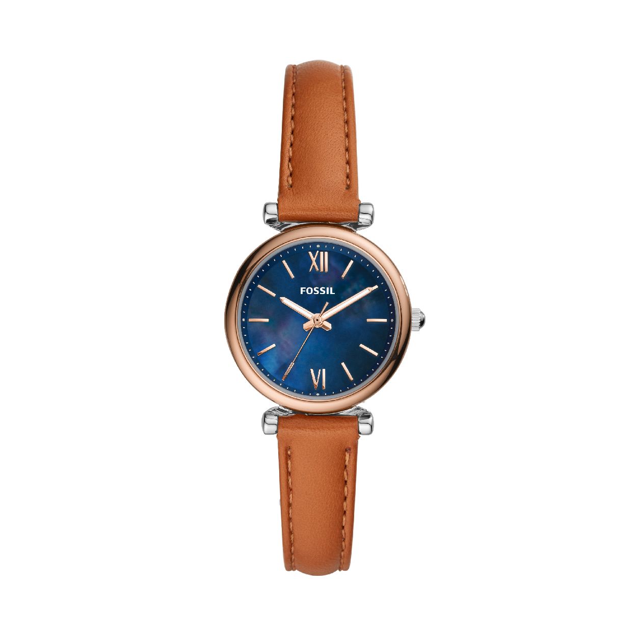 Dit dameshorloge is van het merk Fossil. Het is een  horloge met een band gemaakt van leer. De diameter van de kast is 28 mm.
De verdere specificaties van het horloge zijn als volgt:
Bandbreedte (mm): 12
Kastmateriaal: edelstaal
Techniek: quartz