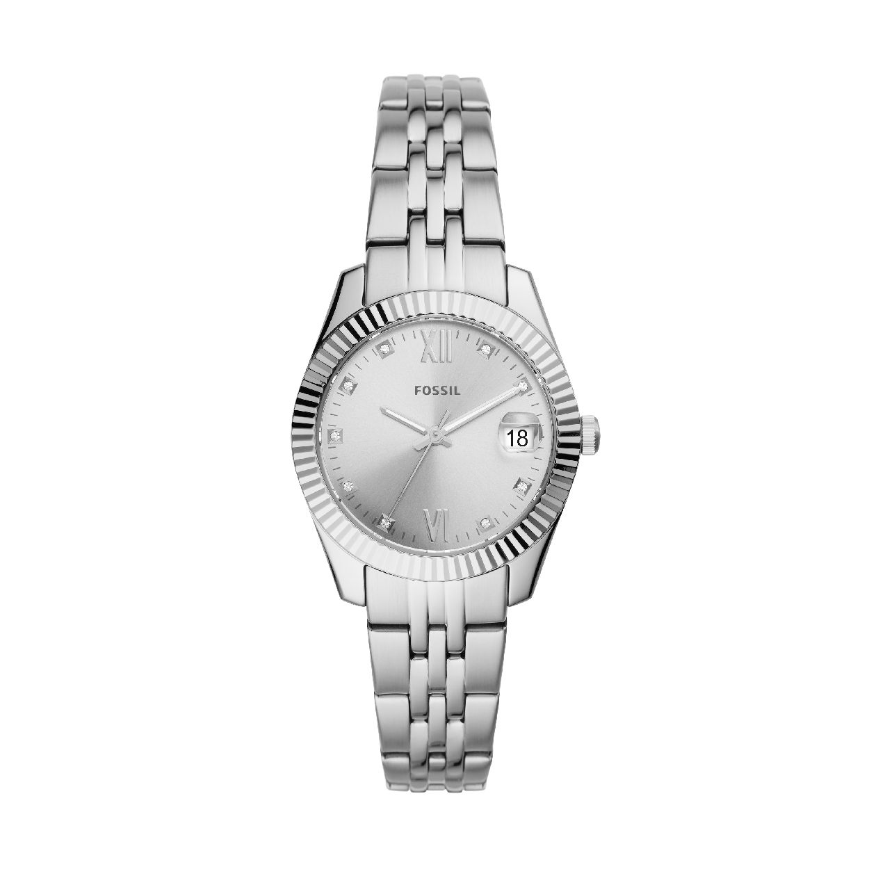 Dit dameshorloge is van het merk Fossil. Het is een  horloge met een band gemaakt van edelstaal. De diameter van de kast is 32 mm.
De verdere specificaties van het horloge zijn als volgt:
Bandbreedte (mm): 16
Kastmateriaal: edelstaal
Techniek: quartz