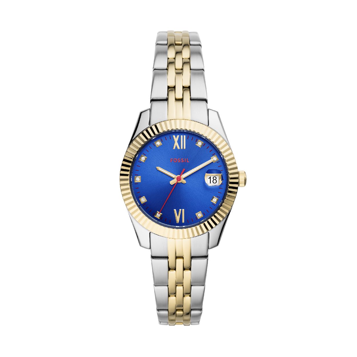 Dit dameshorloge is van het merk Fossil. Het is een  horloge met een band gemaakt van edelstaal. De diameter van de kast is 32 mm.
De verdere specificaties van het horloge zijn als volgt:
Bandbreedte (mm): 16
Kastmateriaal: edelstaal
Techniek: quartz