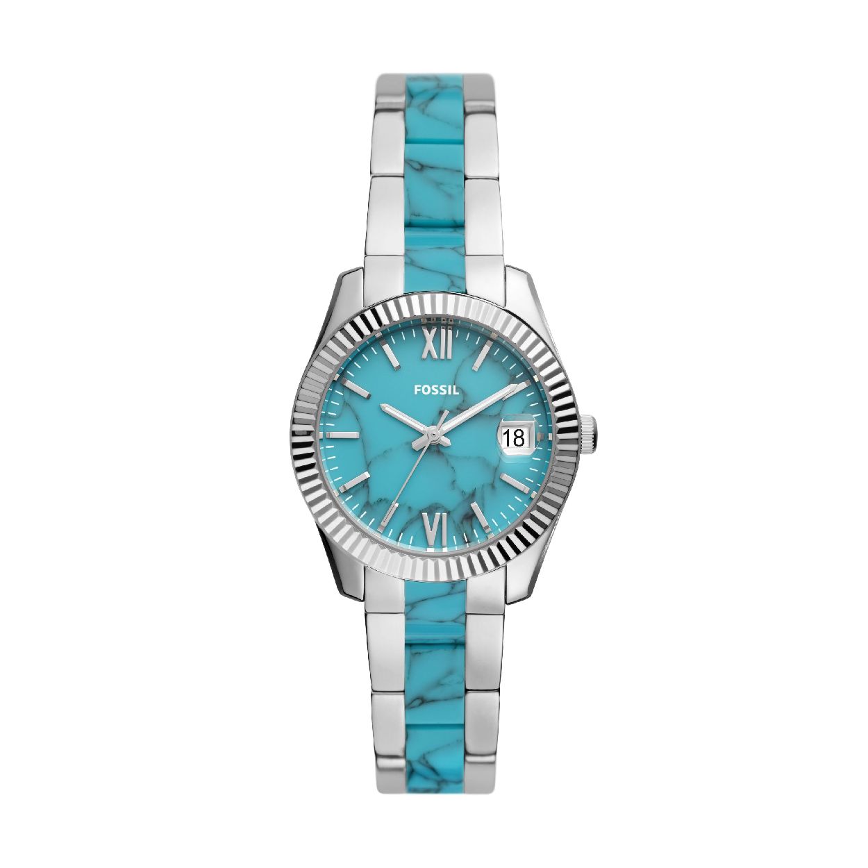 Dit dameshorloge is van het merk Fossil. Het is een horloge gemaakt van edelstaal. De diameter van de kast is 32 mm.
 De verdere specificaties van het horloge zijn als volgt:
Bandbreedte (mm): 16
Kastmateriaal: edelstaal
Techniek: quartz