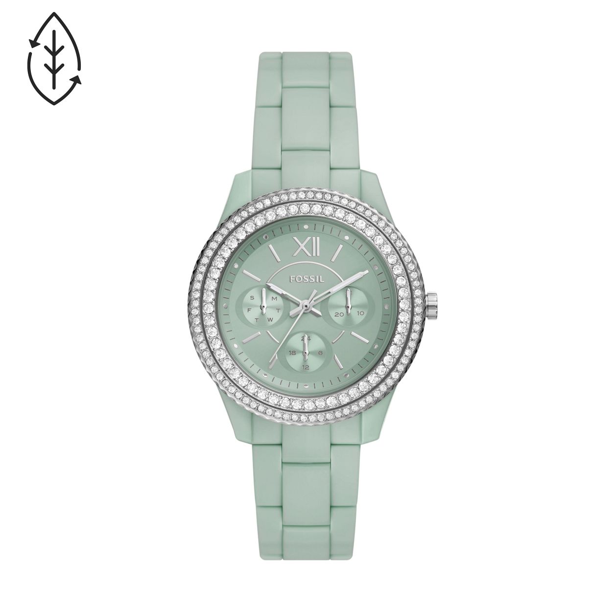 Dit dameshorloge is van het merk Fossil. Het is een horloge gemaakt van edelstaal. De diameter van de kast is37 mm dik.
De verdere specificaties van het horloge zijn als volgt:
Bandbreedte (mm): 18
Kastmateriaal: edelstaal
Kastkleur: Groen
Wijzerplaatkleur: Groen
Band materiaal: Kunststof
Bandkleur: Groen
Anti allergiscg: Nee