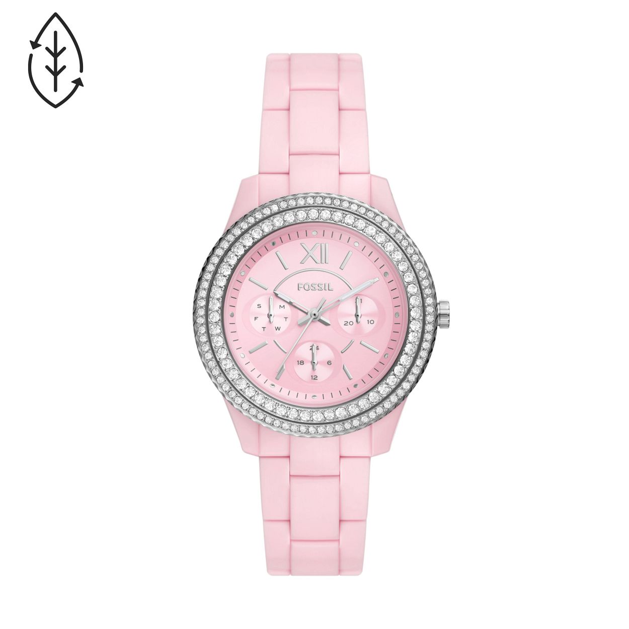 Dit dameshorloge is van het merk Fossil. Het is een horloge gemaakt van edelstaal. De diameter van de kast is37 mm dik.
De verdere specificaties van het horloge zijn als volgt:
Bandbreedte (mm): 18
Kastmateriaal: edelstaal
Kastkleur: Roze
Wijzerplaatkleur: Roze
Band materiaal: Kunststof
Bandkleur: Roze
Anti allergiscg: Nee