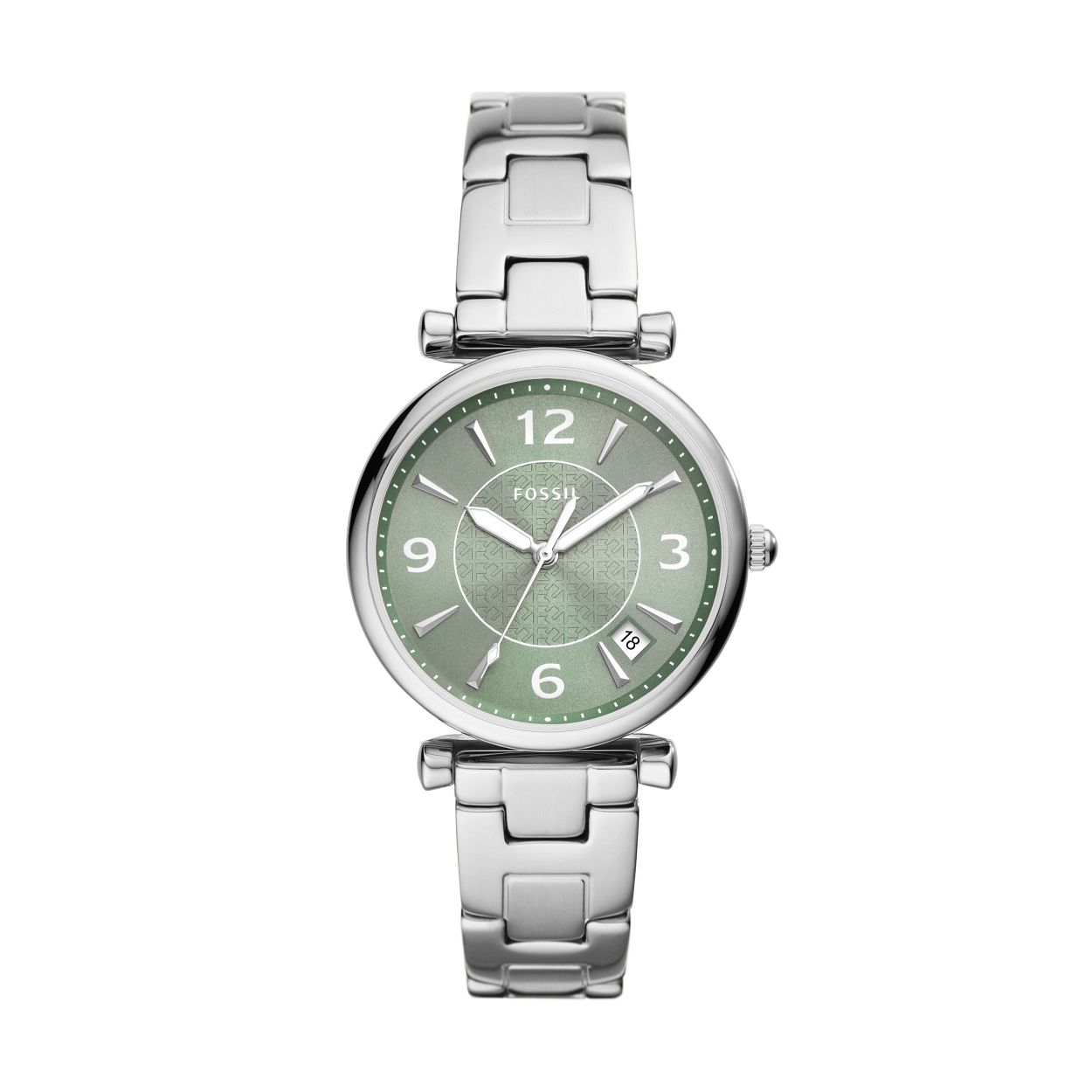 Dit dameshorloge is van het merk Fossil. Het is een horloge gemaakt van edelstaal. De diameter van de kast is35 mm dik.
De verdere specificaties van het horloge zijn als volgt:
Bandbreedte (mm): 16
Kastmateriaal: edelstaal
Kastkleur: Zilver
Wijzerplaatkleur: Groen
Band materiaal: Edelstaal
Bandkleur: Zilver
Anti allergiscg: Nee