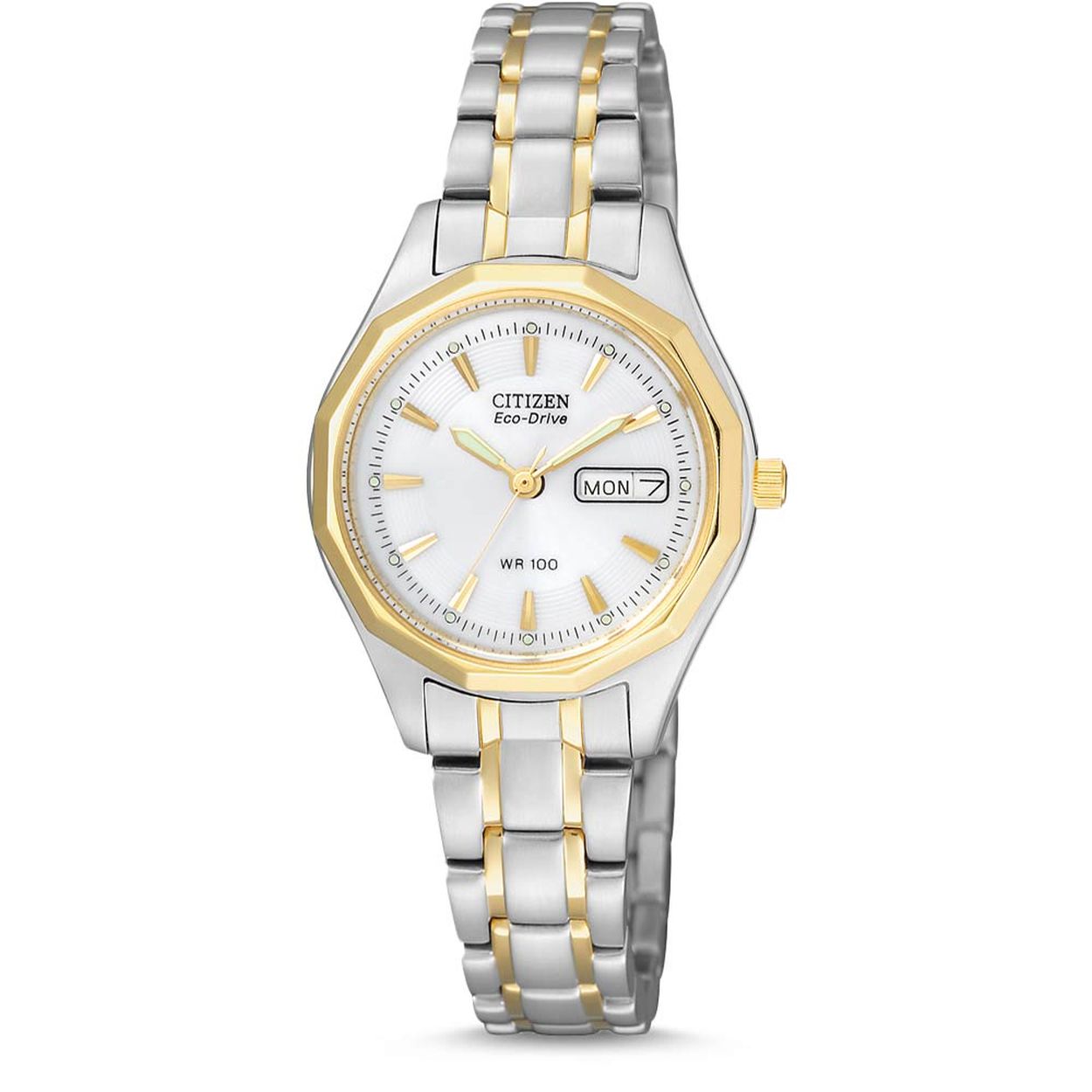 G�n�ral
Sexe: femmes
Mod�le: EW3144-51AE

Avantages
- �nergie solaire
- bande de montre acier tremp� argent�/dor� (bicolor)
- cadran blance avec dor� tirets
- au-dessus de moyenne imperm�able � l'eau : natation/plong�e
- fermeture compacte avec additionnel confort comptable
- champ jour
- pointeurs s'allume dans l'obscurit�
- bo�tier mesure 26mm (largeur) 9mm (�paisseur)





