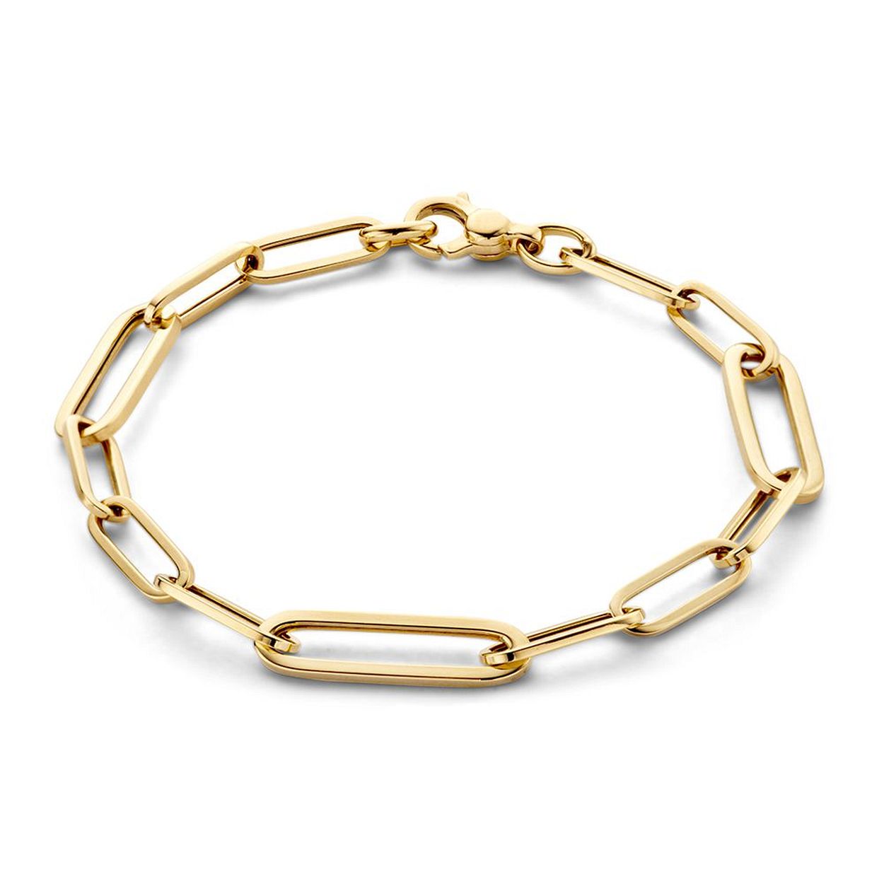 Geelgouden schakelarmband met paperclip schakel.�

