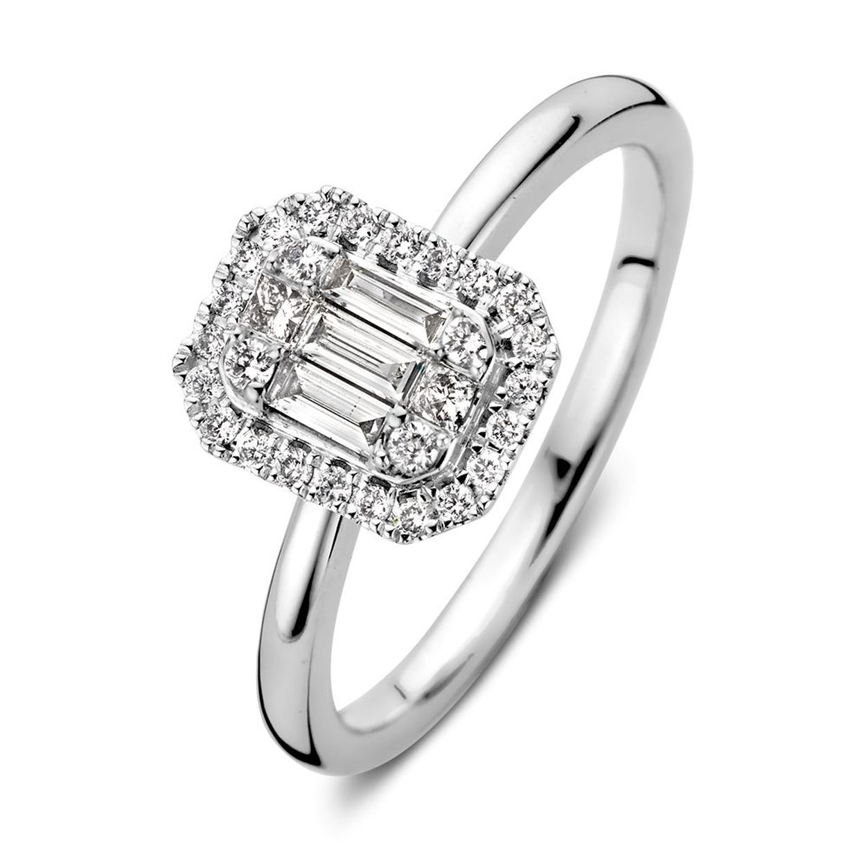 Ring witgoud diamant 0.38 crt Maat 56