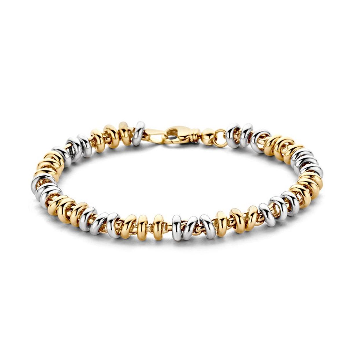 14krt Bicolor Gouden Armband Excellent Jewelry 19cm AP407430