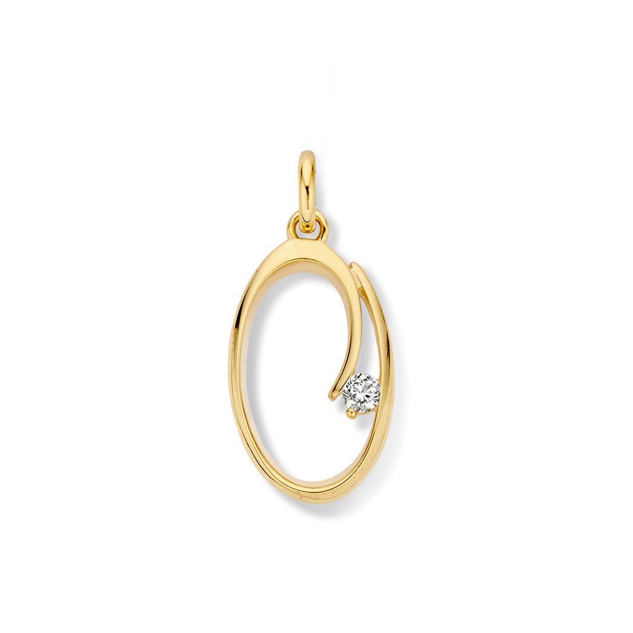 Geelgouden hanger met zirkonia.
