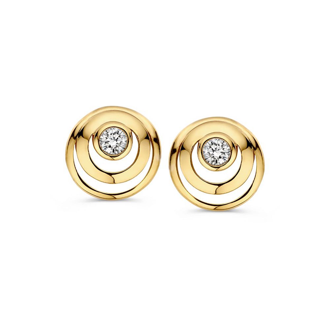 Geelgouden oorstekers met zirkonia.