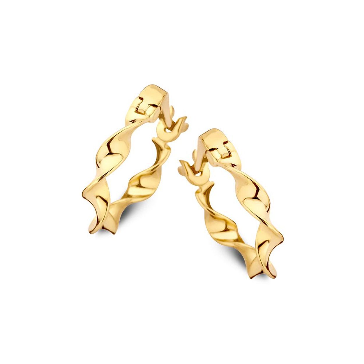 Geelgouden oorringen met gedraaid design.