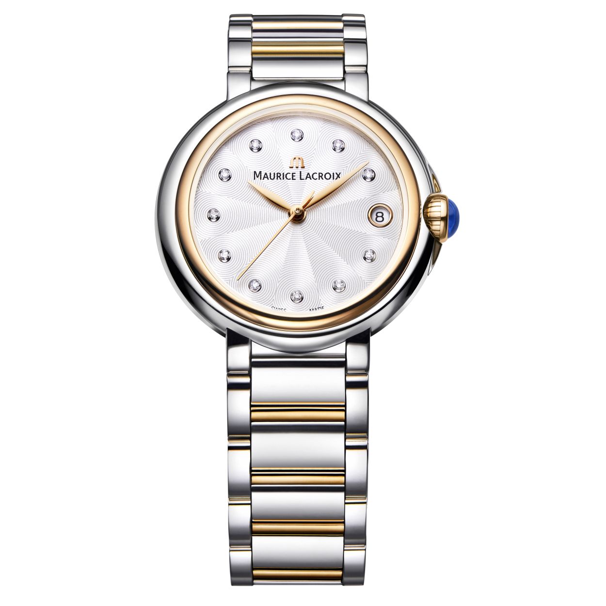 Algemeen
Geslacht: dames
Model: FA1004-PVP13-150-1

Voordelen
- echte diamant
- band edelstaal zilver/goud (bicolor)
- wijzerplaat zilver met witte echte diamanten
- glas is zeer krasvast
- handige onzichtbare klep sluiting
- datum
- spat waterdicht: handenwassen, regen
- quartz
- maat kast 32mm (breedte) 9mm (dikte)



