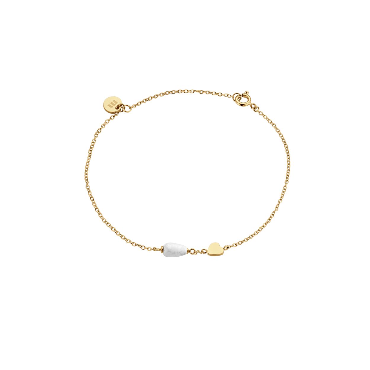Melano friends valentine heart armband - goudkleurig - howlite - dames - one size
