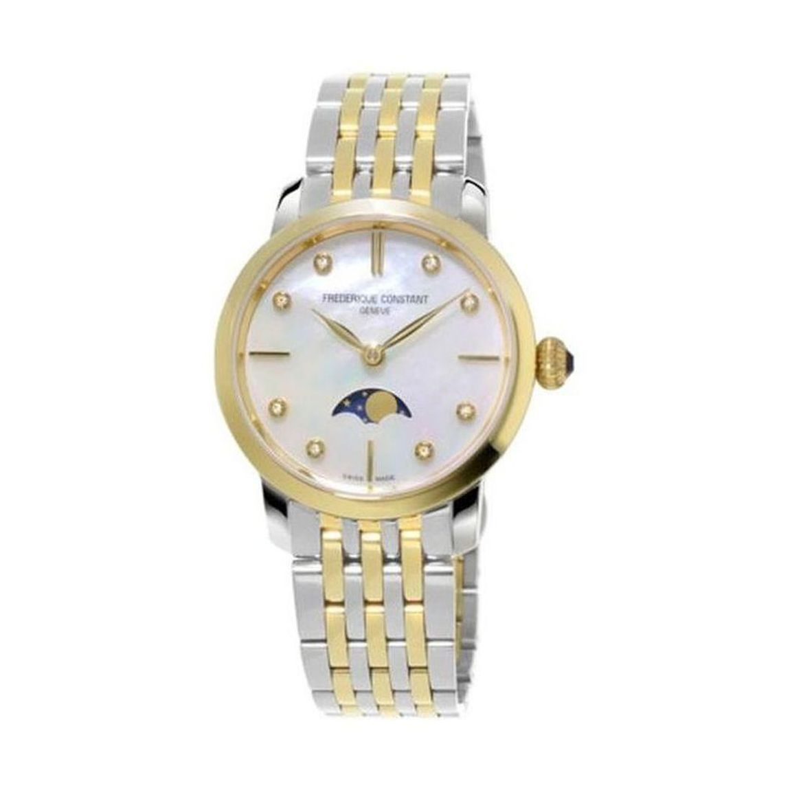 CLASSICS SLIMLINE LADIES MOONPHASE FC-206MPWD1S3B
Fineness of the wrist, fineness of the watch: the Slimline Ladies has been designed to emphasize the soft curves of the wrist with harmony and sensitivity. A precious and contemporary collection in the purest spirit of Frédérique Constant, where the luxury watchmaker Swiss Made remains accessible.
