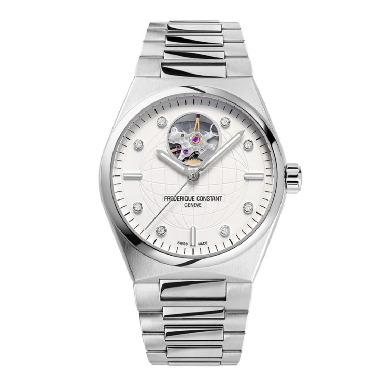HIGHLIFE
LADIES AUTOMATIC HEART BEAT
FC-310SD2NH6B
The Highlife Ladies Automatic Heart Beat line revisits the Maison’s iconic design revealing the inner workings of the movement, and brings it into the 21st century with an understated and minimalist design, as modern and unique as ever.