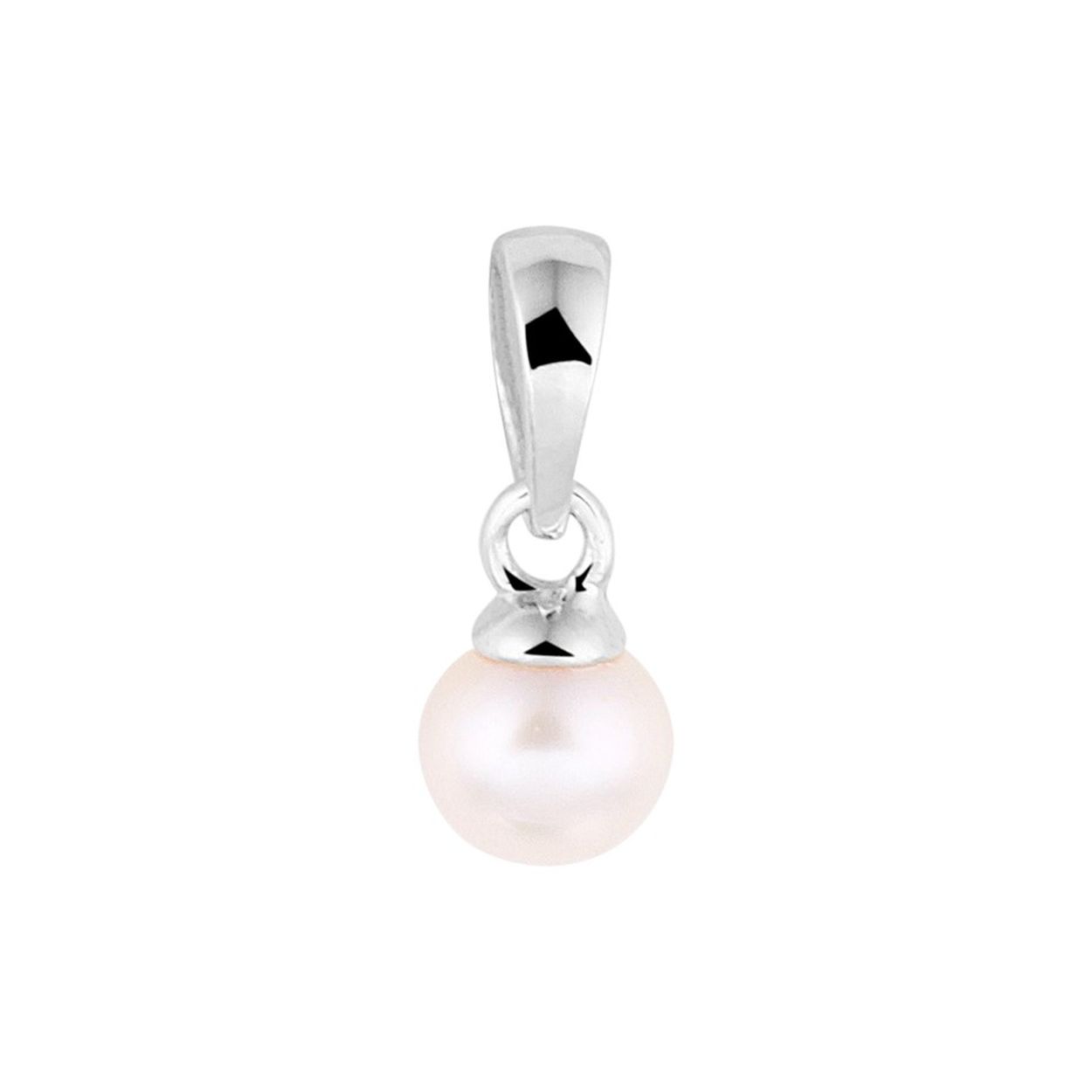 Gerhodineerd 925 zilveren hanger uitgevoerd met een roze parel. De hanger heeft een totale hoogte van 11mm. De parel heeft een diameter van 4.5mm.