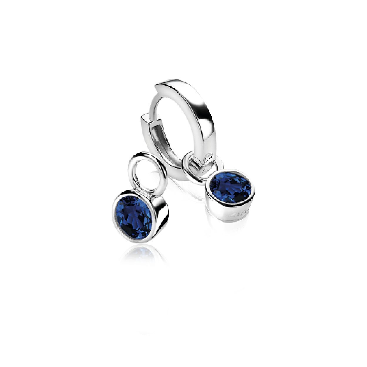 ZINZI zilveren oorbedels 7mm rond donkerblauw ZICH1486DB (zonder oorringen)
