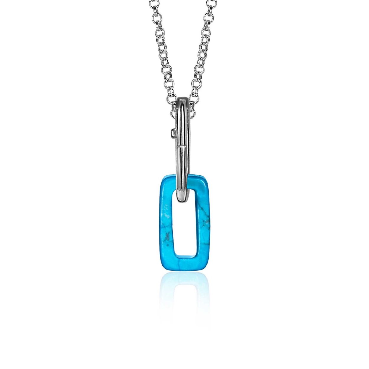 Zinzi zilveren hanger met ovale turquoise howliet edelsteen ZIH2237