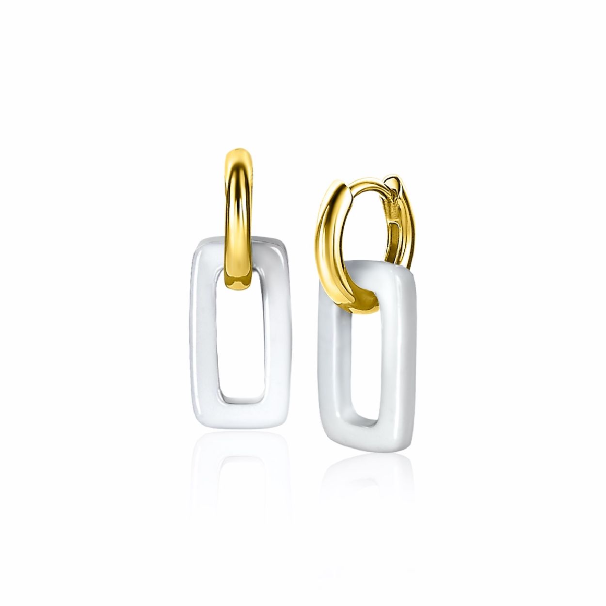Zinzi zilveren oorringen 12mm met open ovale wit agaat edelsteen ZIO2229
