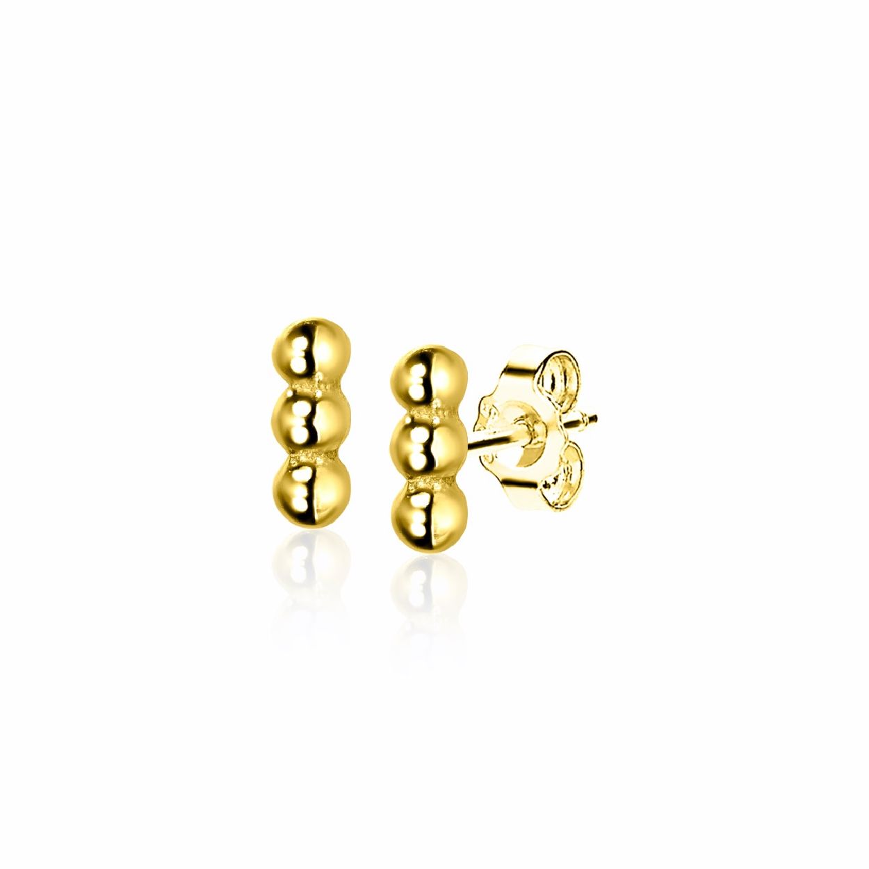 ZINZI zilveren oorknoppen 14K geelverguld drie bolletjes 6mm ZIO2230G