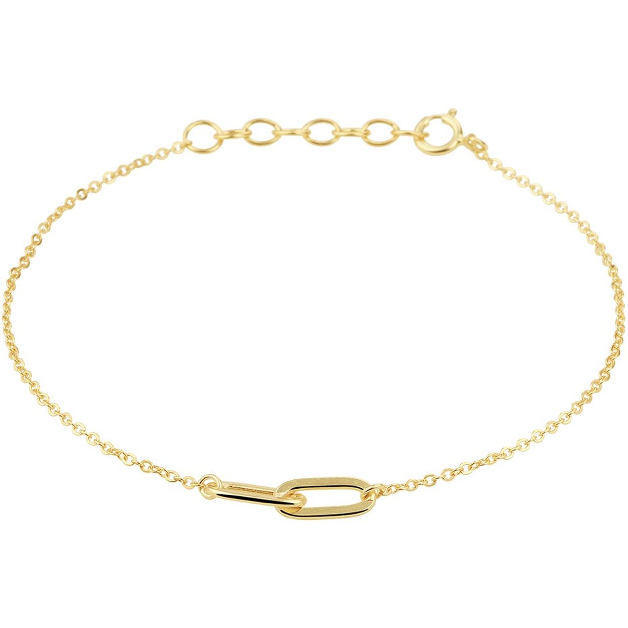 Geelgoud op 925 zilveren armband uitgevoerd met twee schakels. De armband heeft een draaglengte van 16.5cm met een extensie van 2cm. De schakels hebben een breedte van 4mm. Geen garantie op plating.
Armband 1,2 mm 16,5 + 2 cm