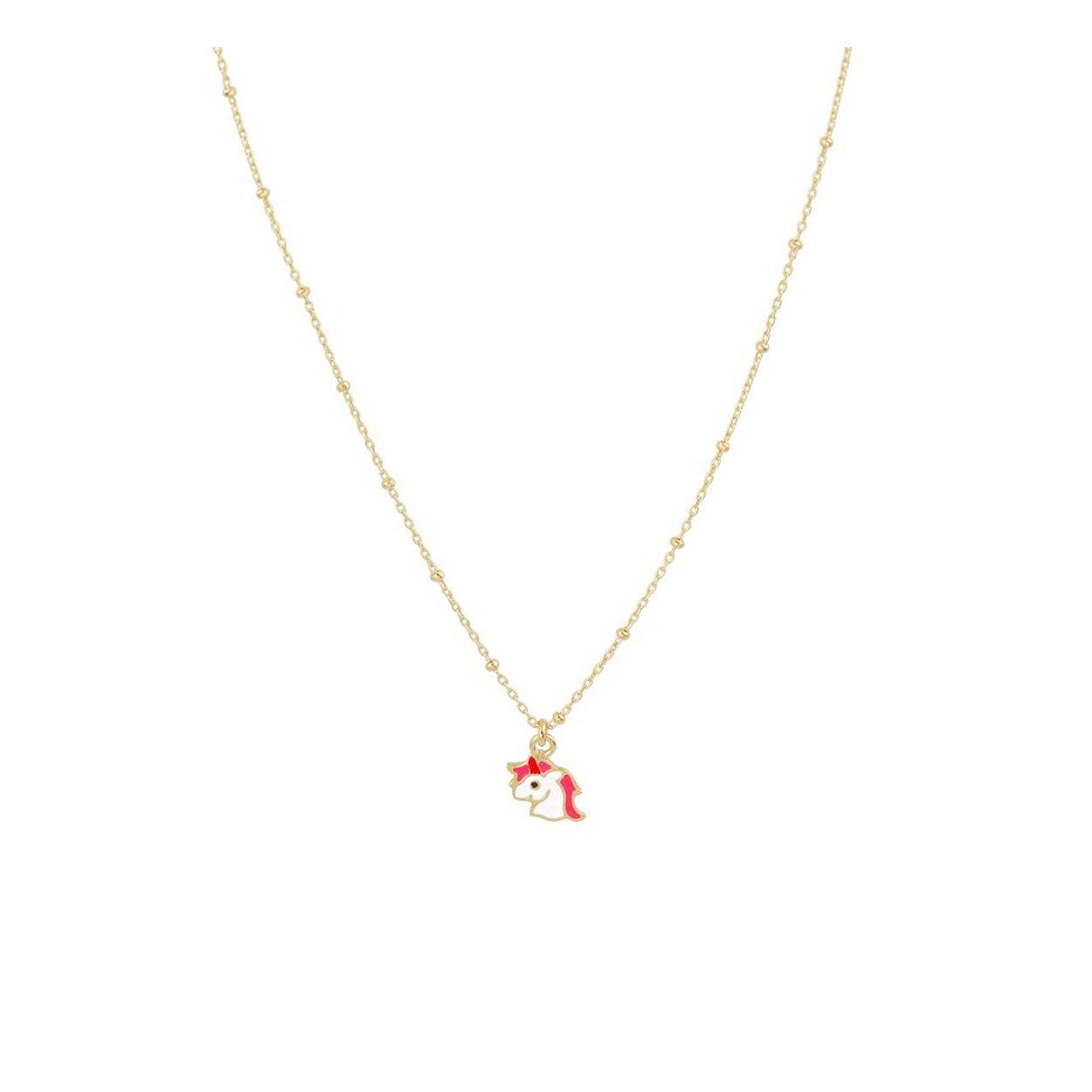 14k Geelgouden collier uitgevoerd met een hanger in de vorm van een eenhoorn. Het collier heeft draaglengtes van 36 en 38cm. Het hangertje heeft een afmeting van 9x5.5mm.