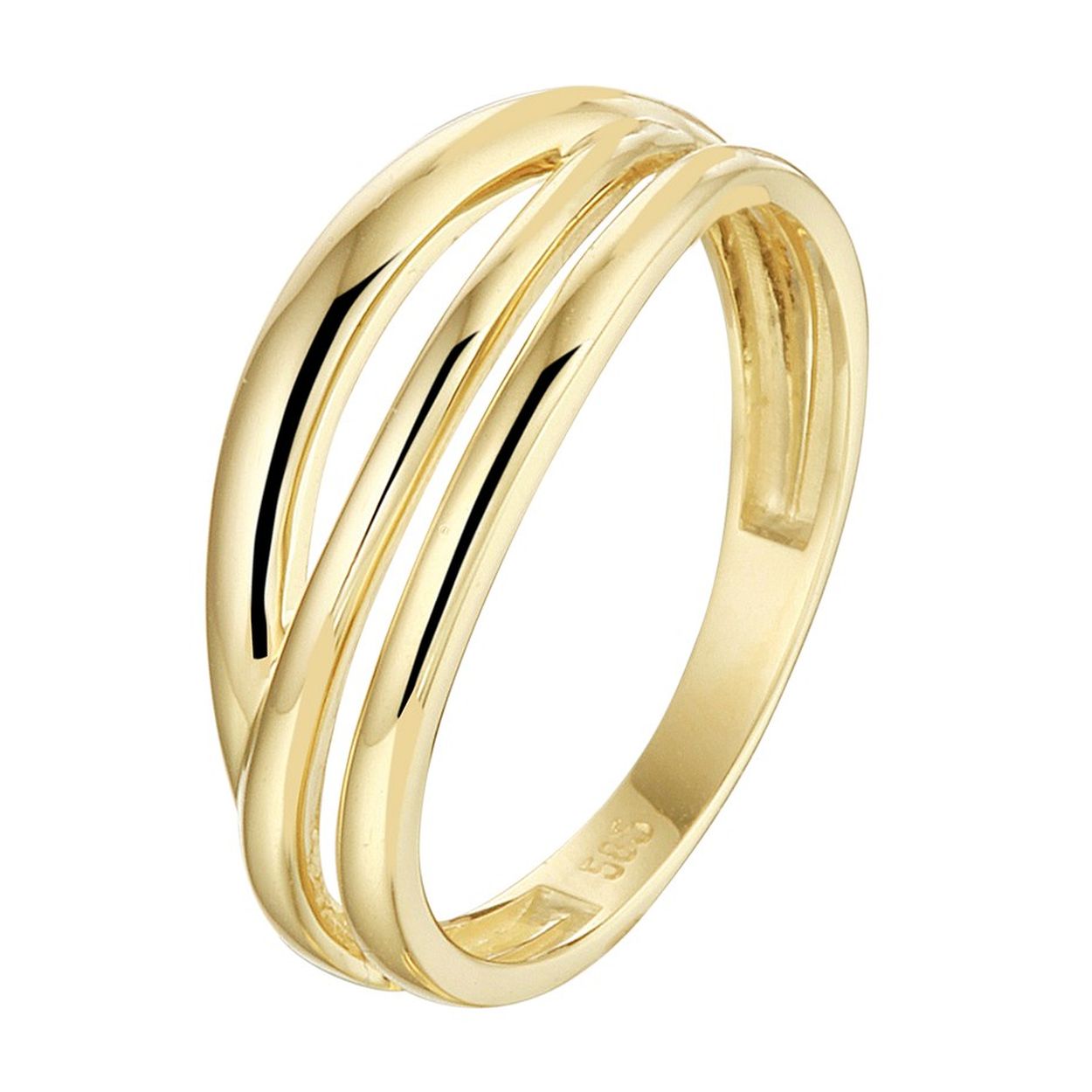 14k Geelgouden ring. De ring heeft een breedte van 7mm.