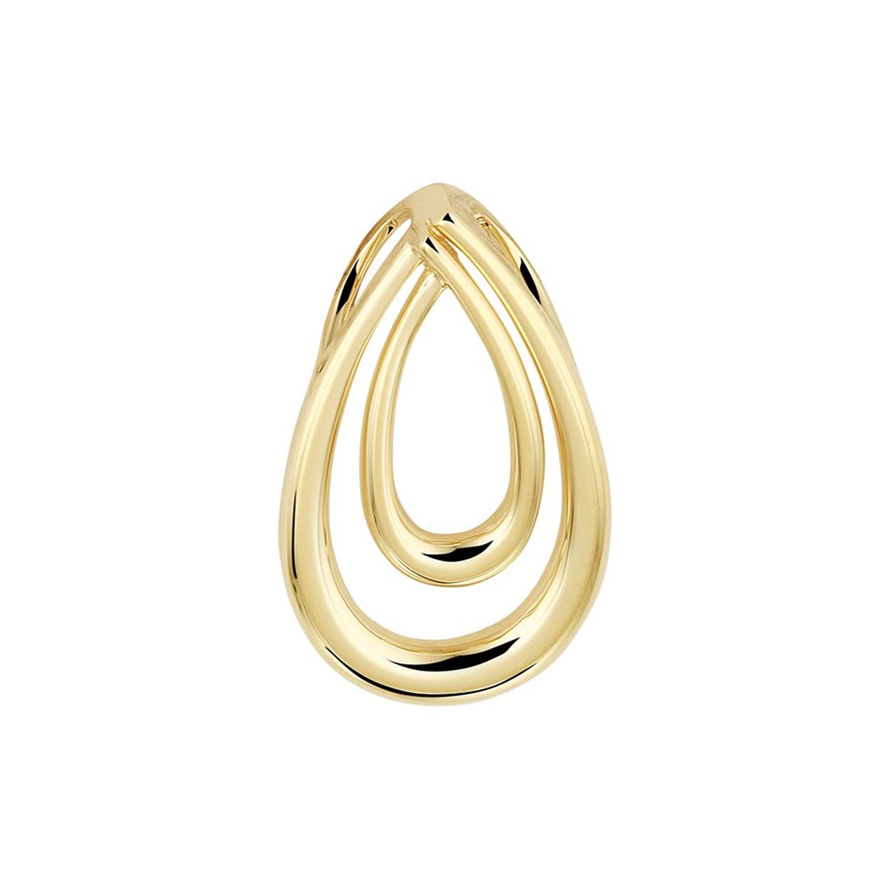 14k Geelgouden hanger uitgevoerd in de vorm van een druppel. De hanger heeft een afmeting van 22.5x13.5mm.