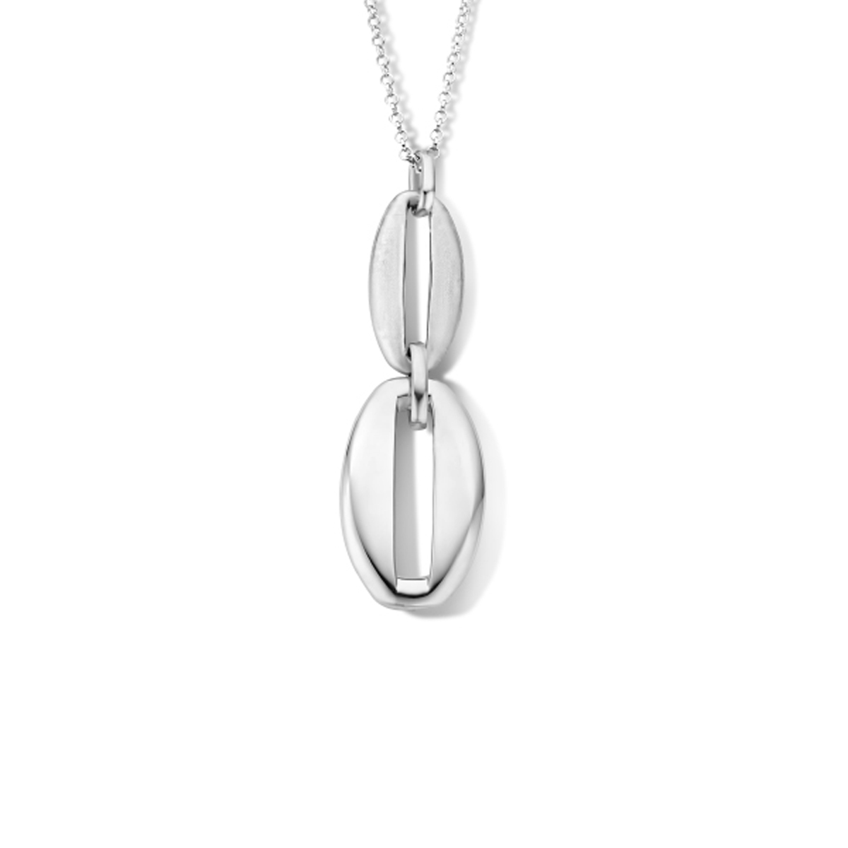 Gerhodineerd 925 zilveren collier uitgevoerd met een karabijn sluiting. Het collier heeft een draaglengte van 46cm met een extensie van 4cm.