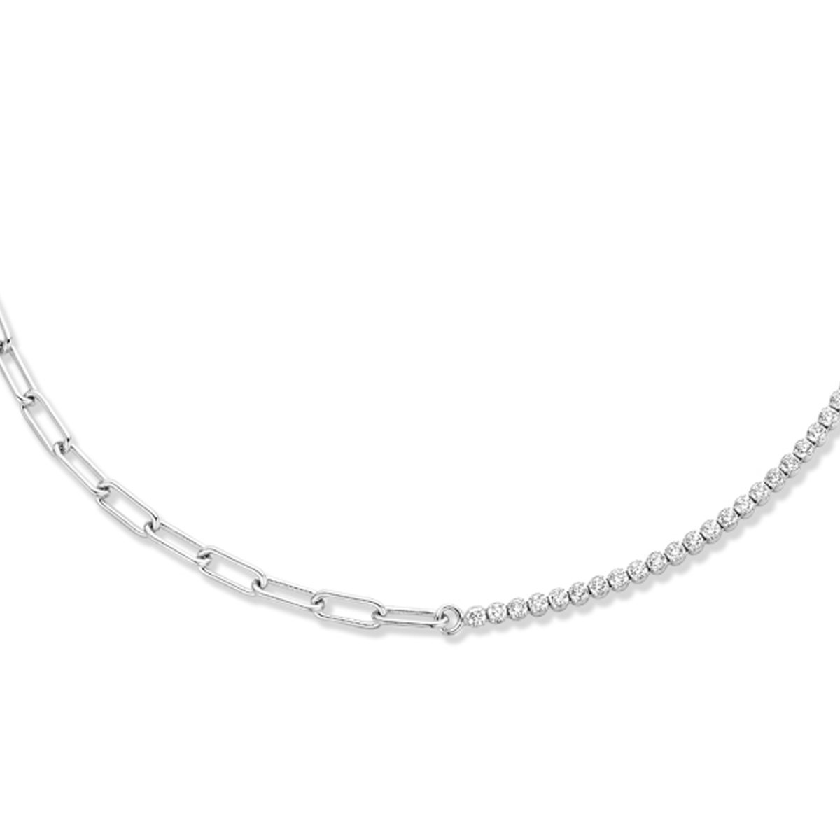 Gerhodineerd 925 zilveren collier uitgevoerd met een karabijn sluiting. Het collier heeft een draaglengte van 40cm en een extensie van 5cm.