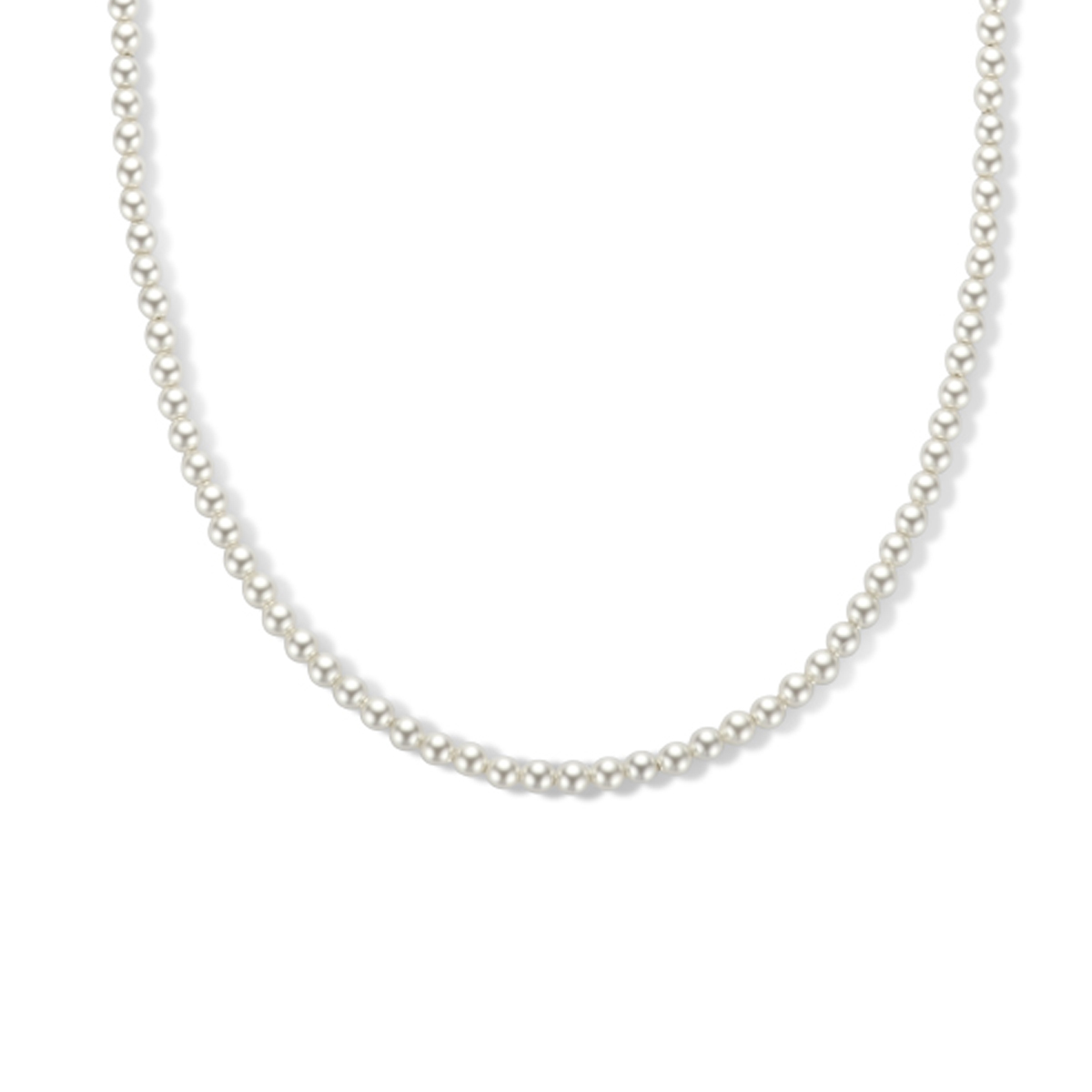 Geelgoud op 925 zilveren collier uitgevoerd met synthetische parels en een karabijn sluiting. Het collier heeft draaglengtes van 40cm met 4cm extensie. Geen garantie op plating.