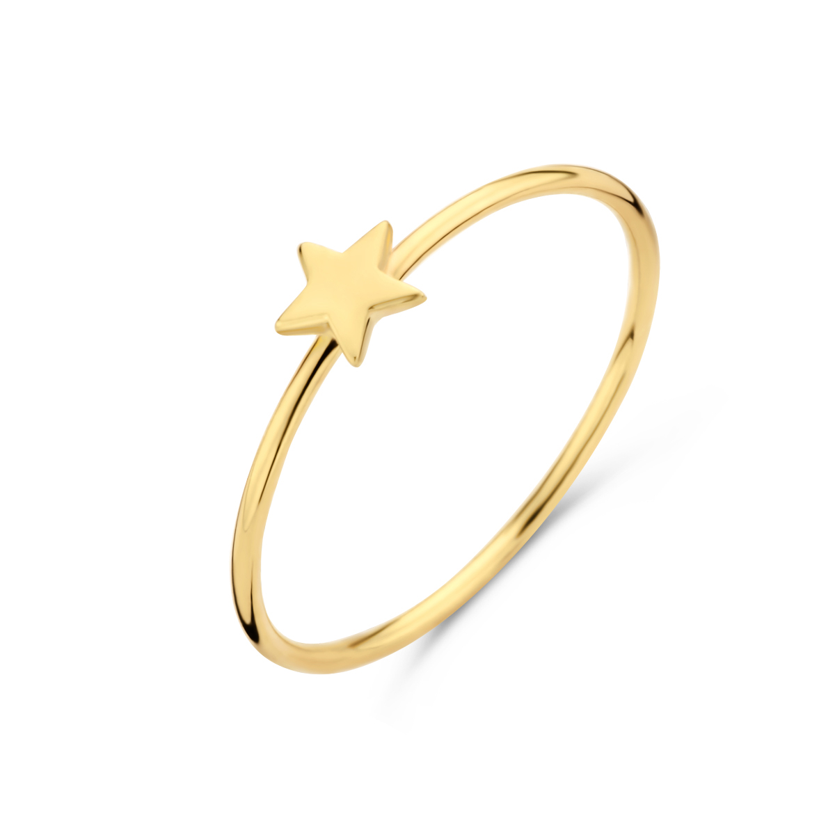 14k Geelgouden ring uitgevoerd met een ster van 4.5x4.5mm.