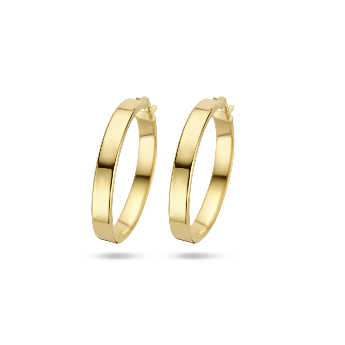 14k Geelgouden oorringen met dikte van 4mm.