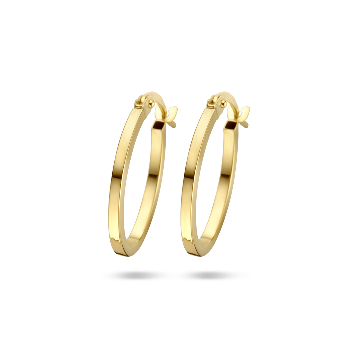 14k Geelgouden oorringen met een dikte van 1.5mm.
