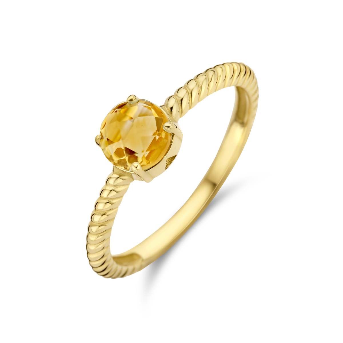 14k Geelgouden ring uitgevoerd met een citrien. De citrien steen heeft een steengewicht van 0.77ct.